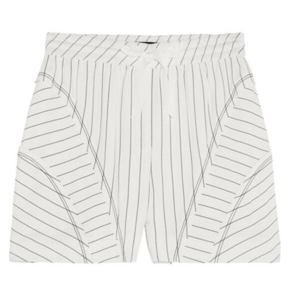 Alexander Wang Pinstripe White Black Shorts Casual Raw Hem Drawstring EUC 4 - Picture 1 of 10
